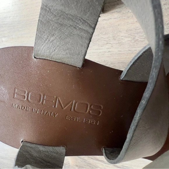 Boemos Italy Sandals Block Heel Dark Gray Leather Square Toe 7.5 38 - Picture 3 of 9